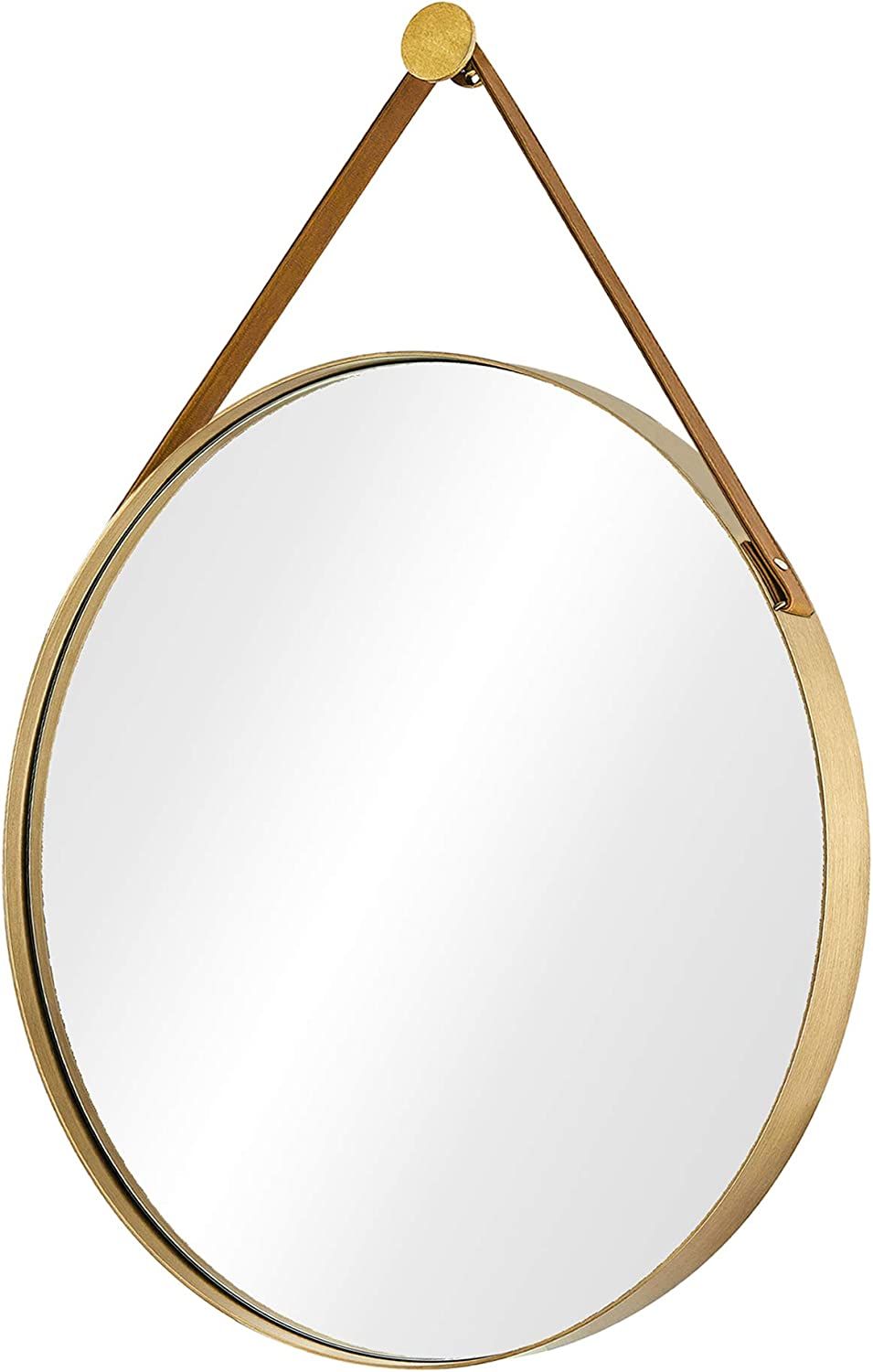 Untrammelife Round Wall Mirror 24 Inch,Gold Round Mirror with Hanging Leather Strap Gold Hardware... | Amazon (US)