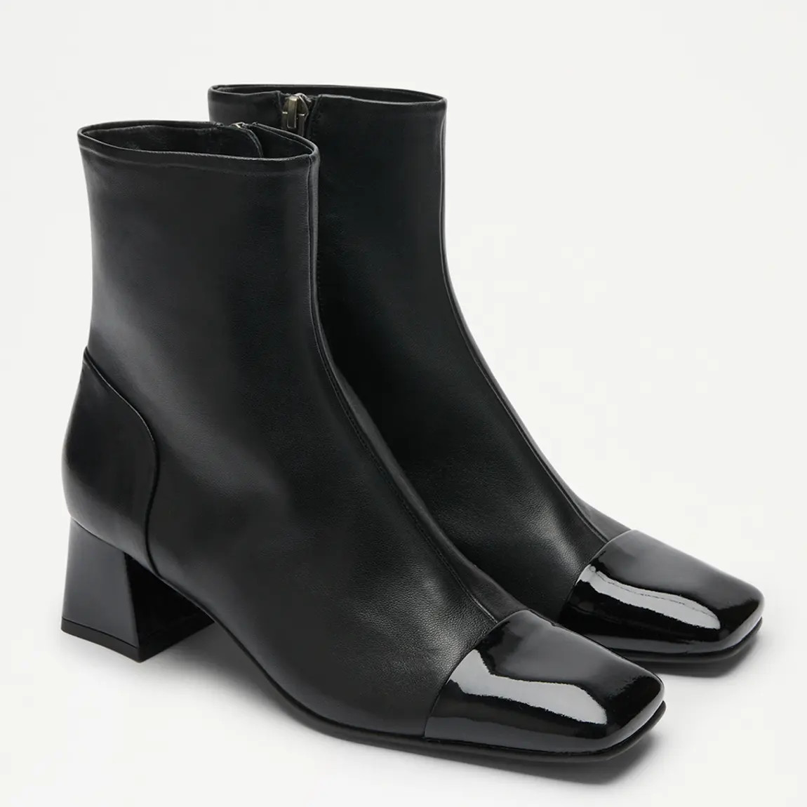 Women's Black Thelma Patent Heeled Ankle Boots | BrandAlley