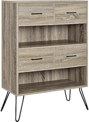 Ameriwood Home Landon Bookcase with Bins, Weathered Oak | Amazon (US)