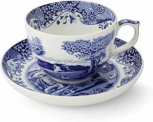 Portmeirion Spode Portmeirion Home and Gifts Blue Italian Teacup and Saucer, 20-ounce Capacity, J... | Amazon (US)