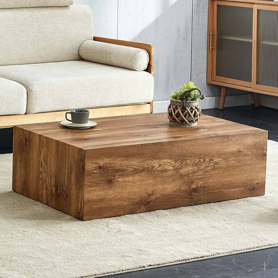 Wood Grain Coffee Table Wood Grain,Rectangle Wooden Center Table for Living Room,Contemporary Coc... | Amazon (US)