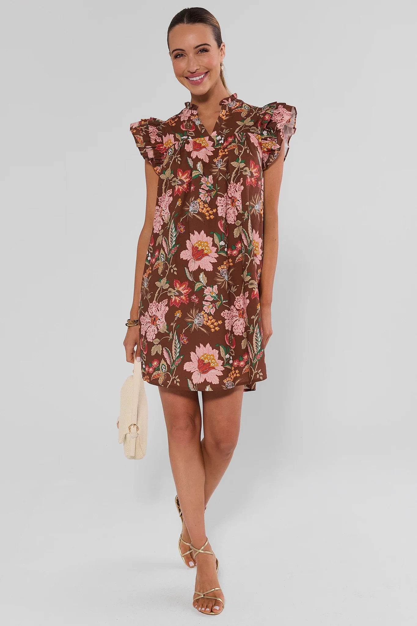 Romy Brown Floral Print Dress | Avara