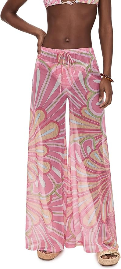 Shani Shemer Women's Calia Pants, Pink Flower Print, M at Amazon Women’s Clothing store | Amazon (US)