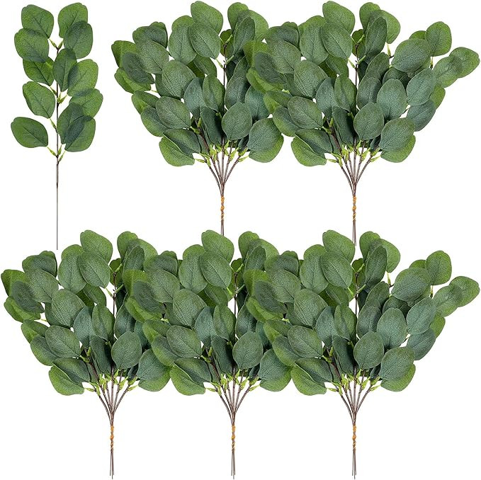 WILLBOND 30 Pieces Eucalyptus Stems Artificial Leaf Stem Faux Long Eucalyptus Artificial Greenery... | Amazon (US)