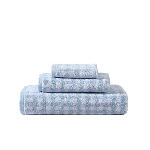 Laura Ashley - Bath Towels, Absorbent & Fade Resistant Cotton Towels, Dorm Essentials (Ginny Blue, 3-Piece) | Amazon (US)
