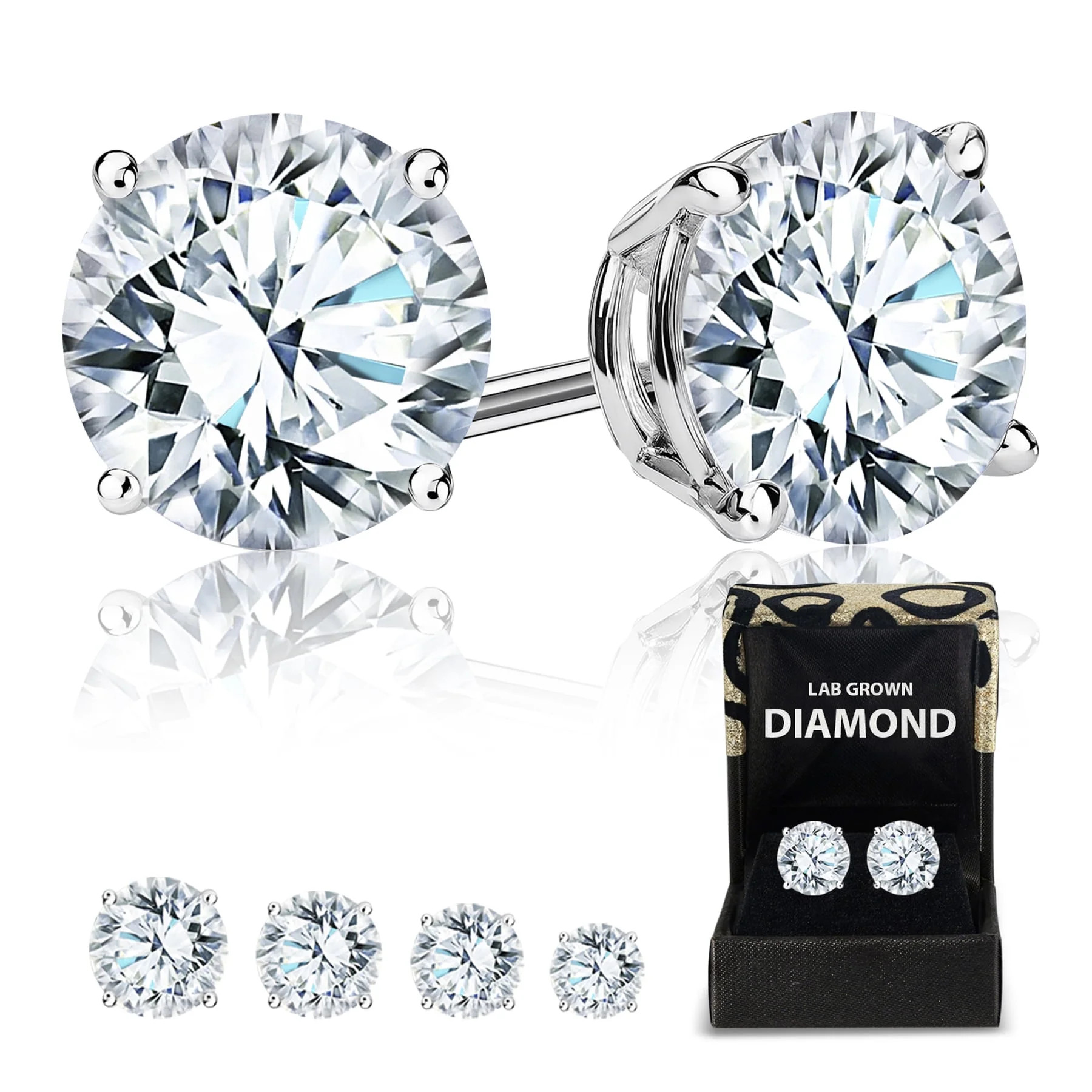 JeenMata Certified 0.75 Carat Round Cut Lab Grown Diamond Earrings for Women 18k White Gold Plate... | Walmart (US)