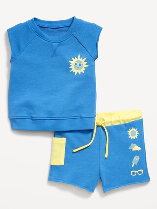 French-Terry Cut-Off Sweatshirt and Shorts Set for Baby | Old Navy (US)