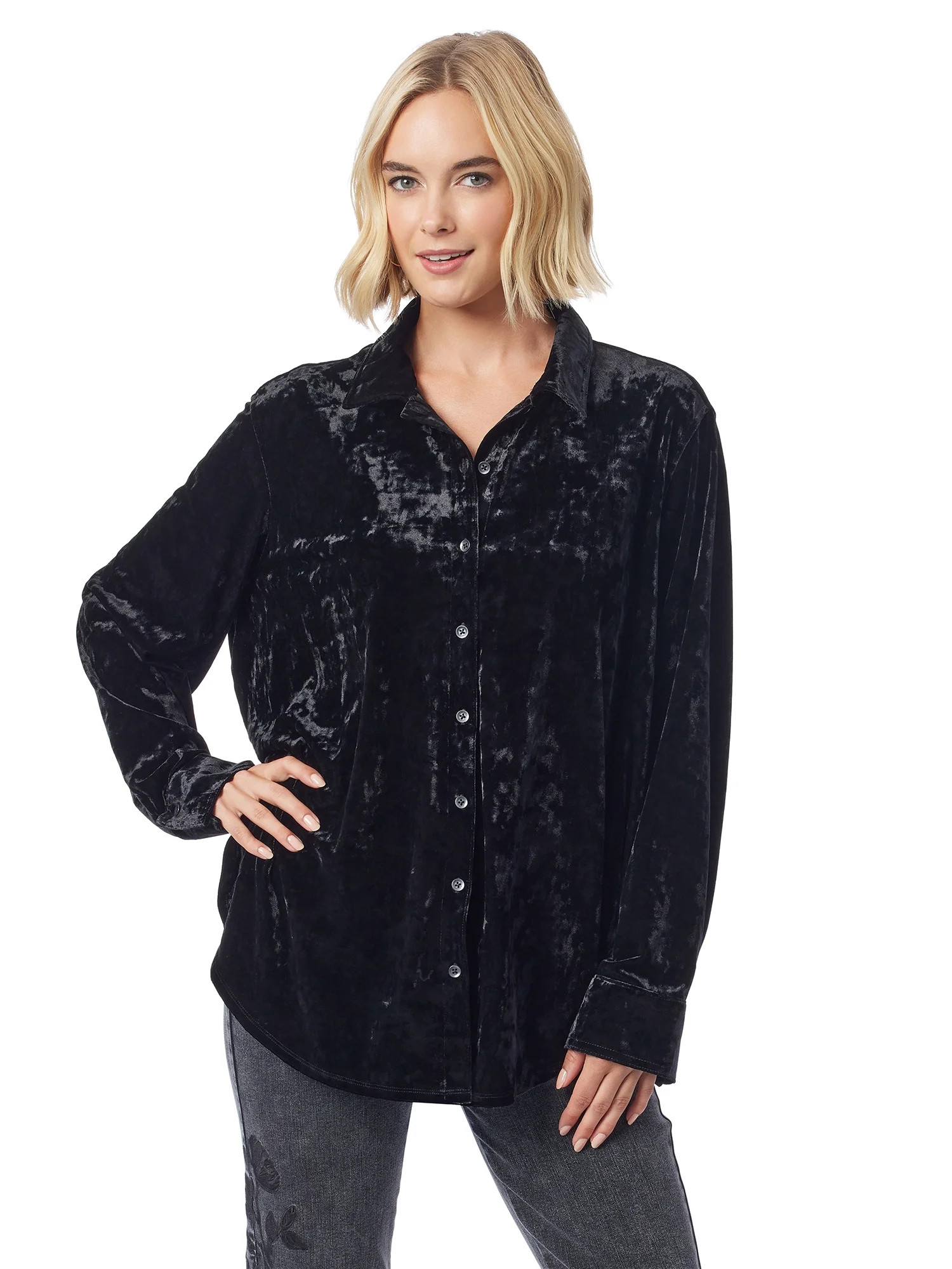 Jessica Simpson Women's Romy Velvet Shacket, Sizes XS-XL | Walmart (US)