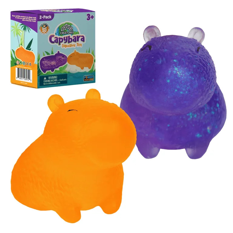 Power Your Fun Capybara Squishy Toy 2-Pack, Stress Relief STEM Toys for Adults & Kids (Purple & O... | Walmart (US)