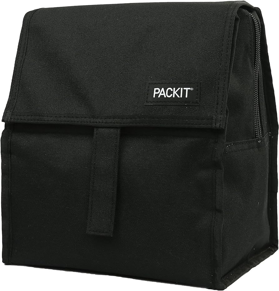 PackIt Freezable Lunch Bag, Black, Built with EcoFreeze Technology, Foldable, Reusable, Zip and V... | Amazon (US)