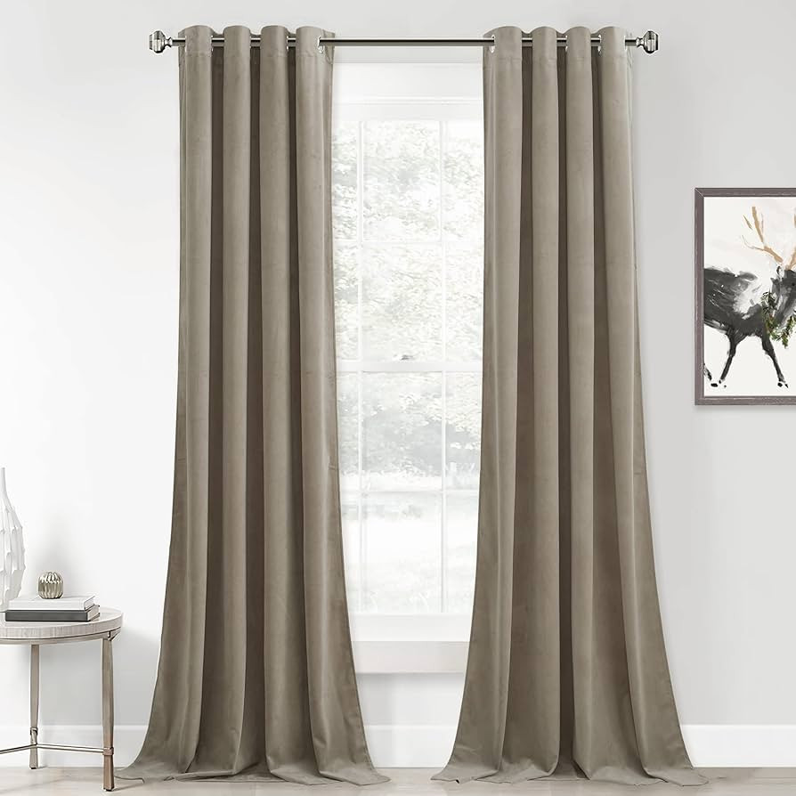 StangH Velvet Curtains 108 inches Long - Bedroom Blackout Curtains for Sliding Door Grommet Desig... | Amazon (US)