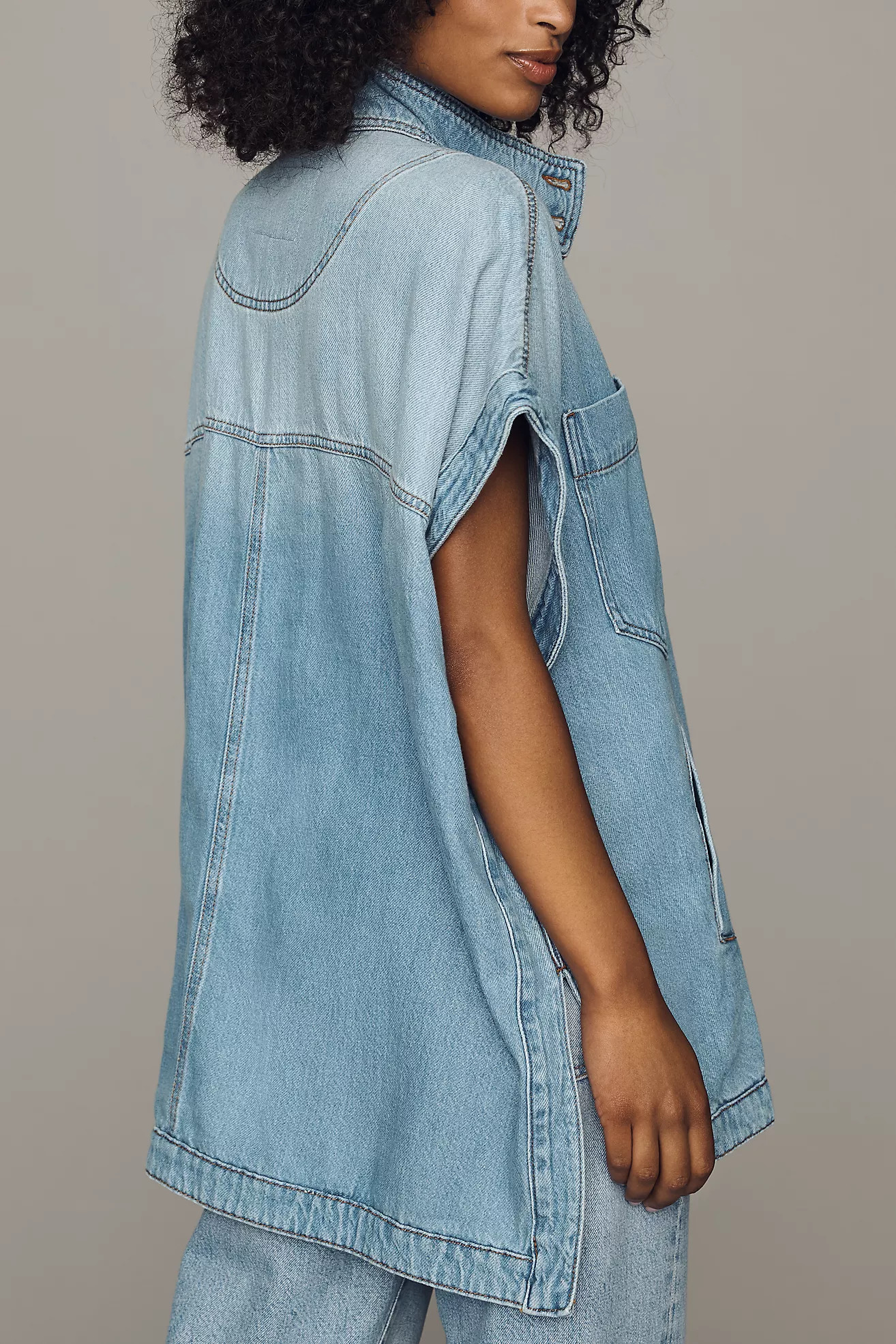 Pilcro Washed Cotton Blend Oversized Cape | Anthropologie (US)