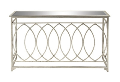 Bayberry Lane Silver Metal Geometric Console Table with Mirrored Glass Top 54" x 16" x 32" | Ashl... | Ashley Homestore
