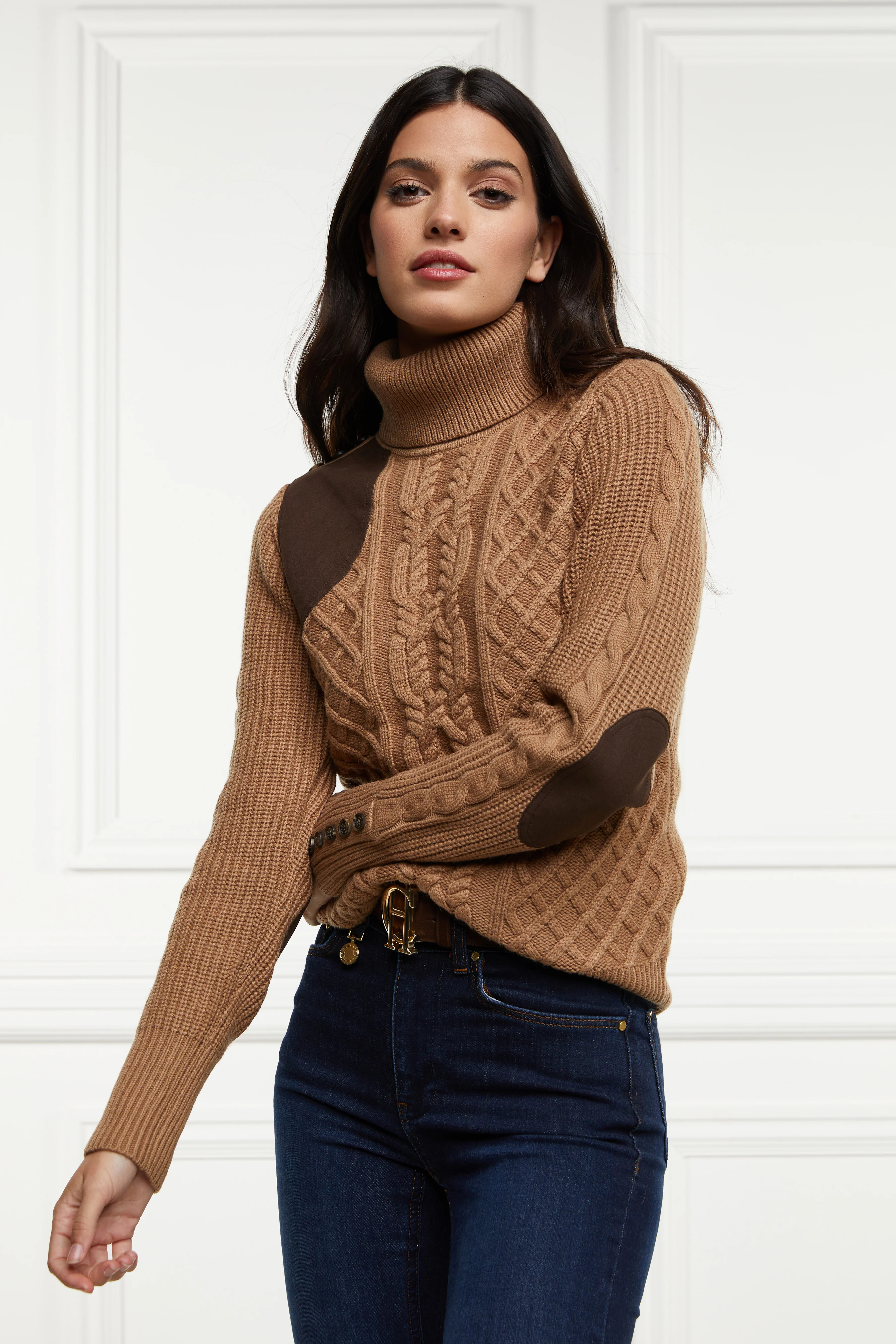 Country Roll Neck Knit (Caramel) | Holland Cooper