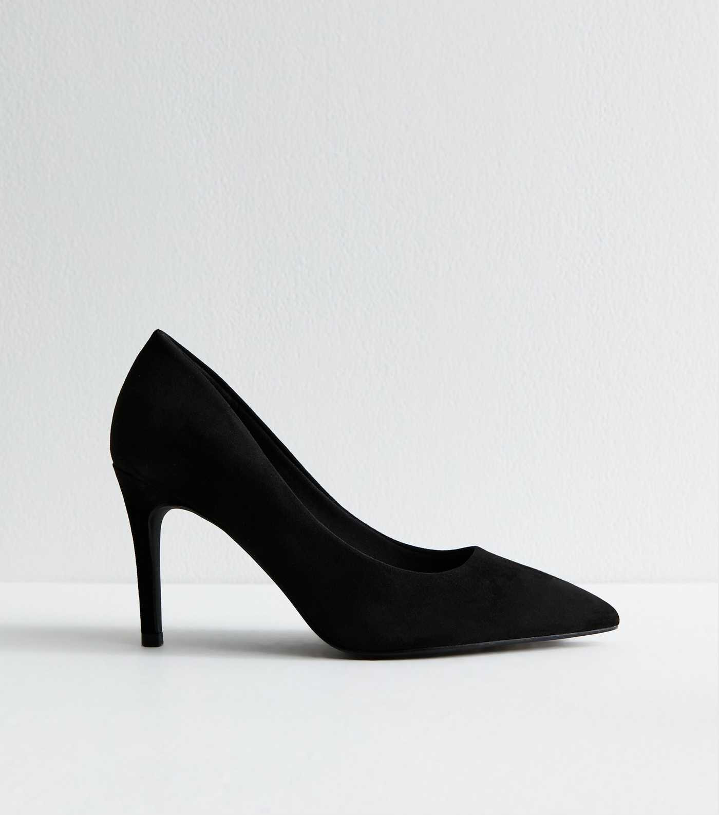 Extra Wide Fit Black Faux Suede Pointed Toe Court Shoes | New Look | New Look (UK)