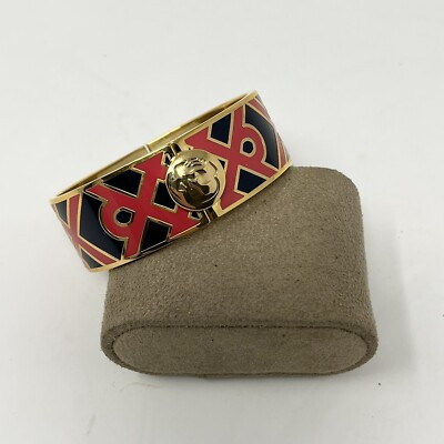 Spartina 449 Gold Tone Enamel Hinge Bangle Bracelet NWT Blue Red Knot Pattern | eBay | eBay US