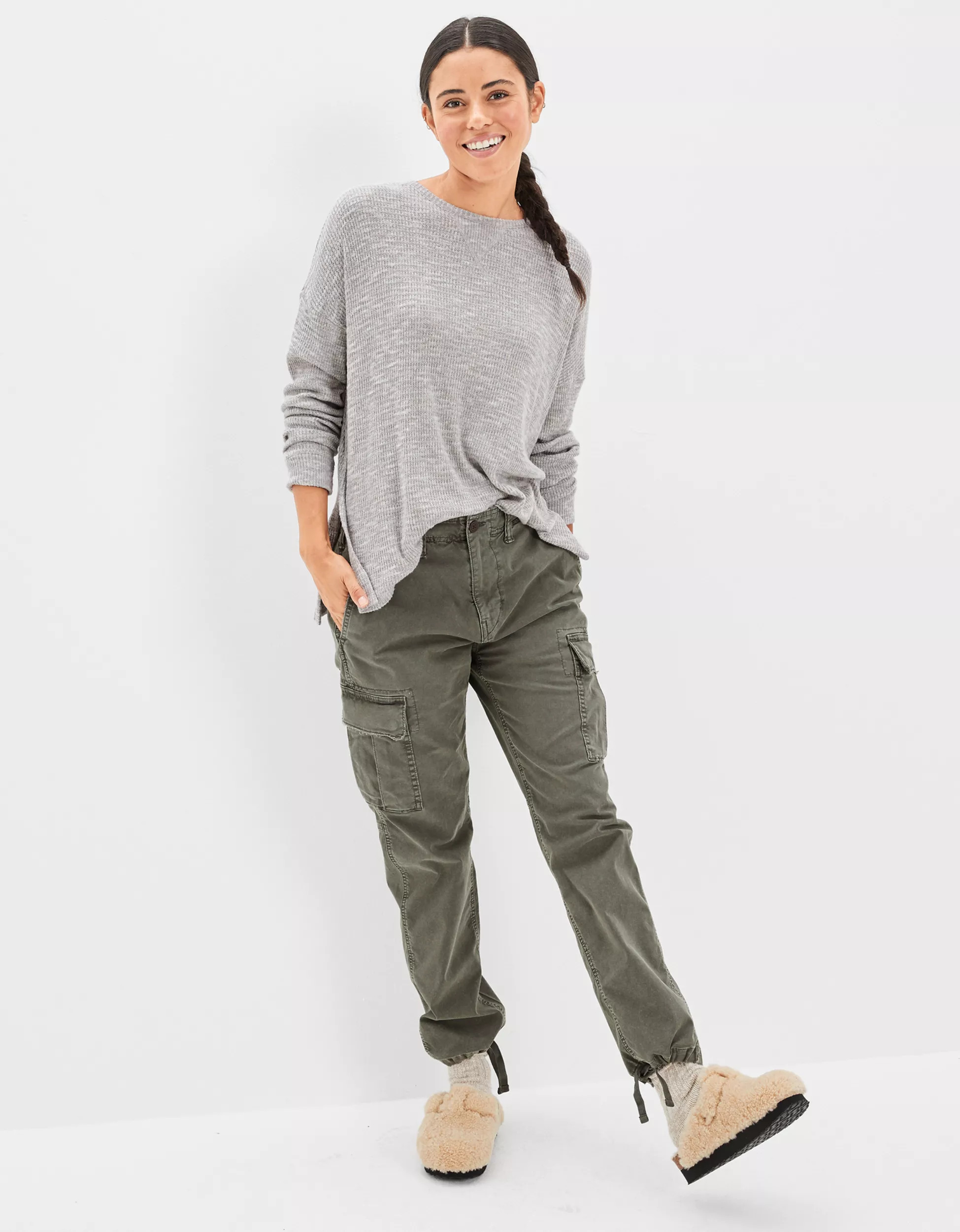 AE Oversized Long-Sleeve Plush T-Shirt | American Eagle Outfitters (US & CA)