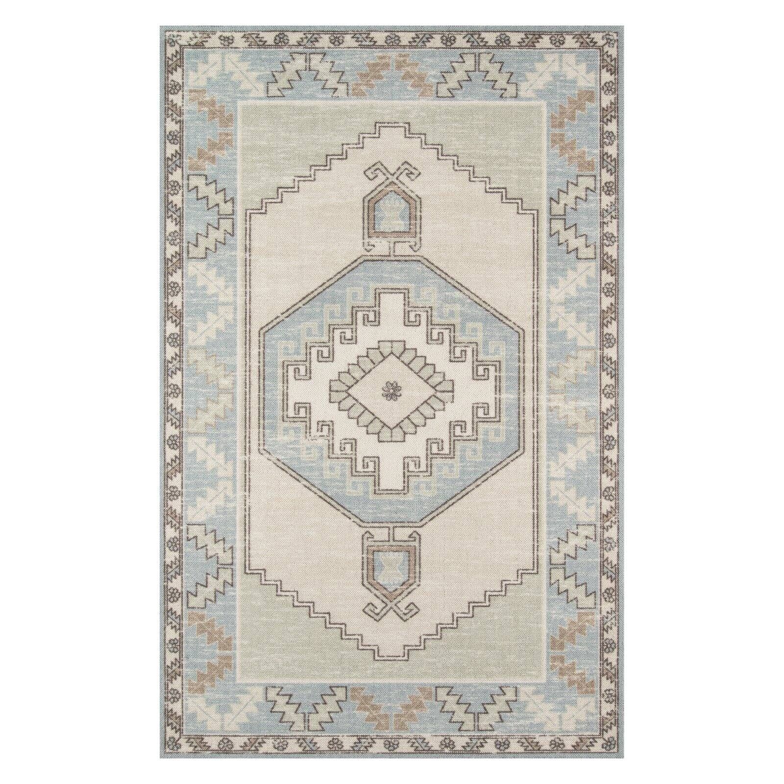 Momeni Anatolia Wool and Nylon Machine Made Light Blue Area Rug 2' X 3' | Walmart (US)