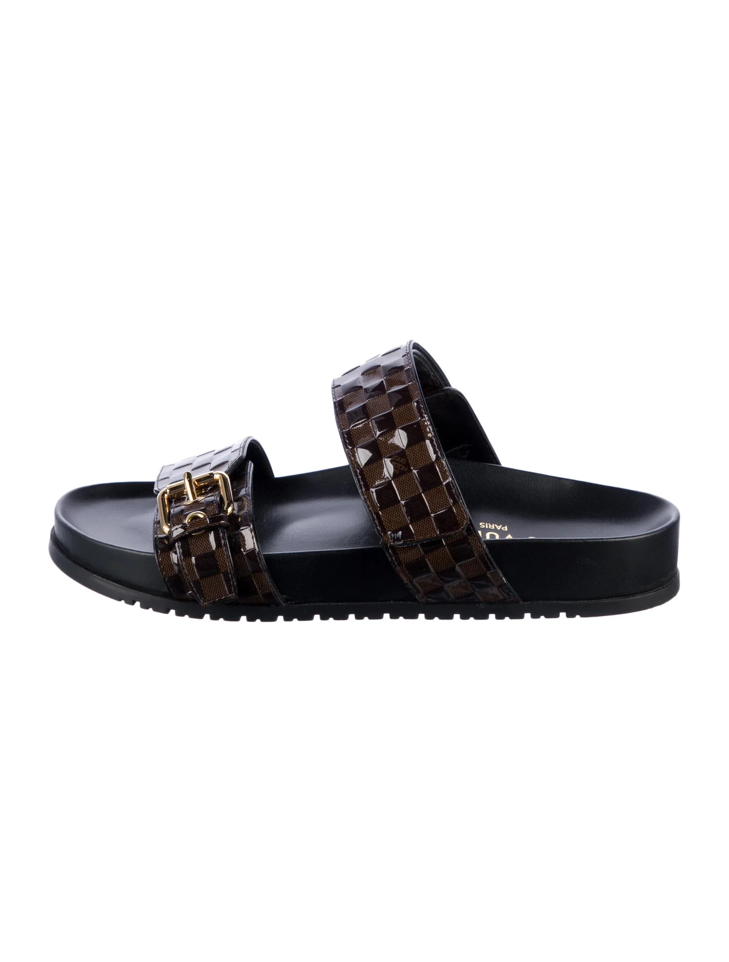 Bom Dia Damier Ebene Pattern Slides | The RealReal