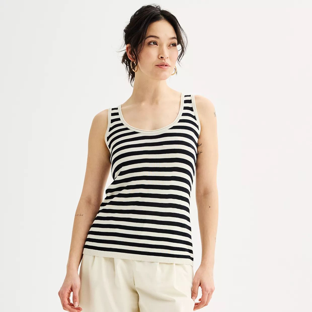 Women's Sonoma Goods For Life® Soft Striped Scoopneck Sweater Tank Top | Kohl's