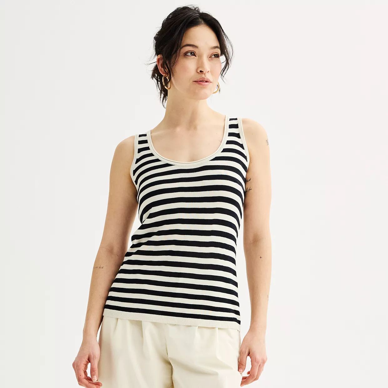 Women's Sonoma Goods For Life® Soft Striped Scoopneck Sweater Tank Top | Kohl's