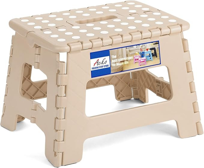 ACKO Folding Step Stool 9 Inch 300 lb Capacity, Plastic Foldable Step Stools for Kids and Adults,... | Amazon (US)