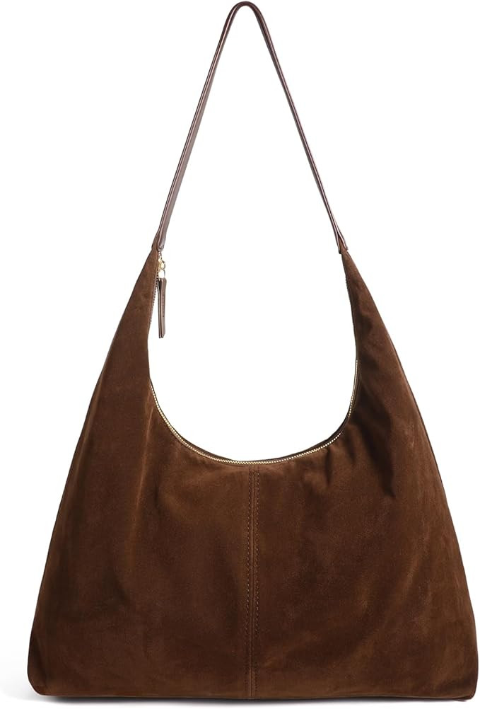 Suede Shoulder Bag for Women Suede Purse Boho Bags Slouchy Tote Bag Satchels Trendy Crescent Cros... | Amazon (US)