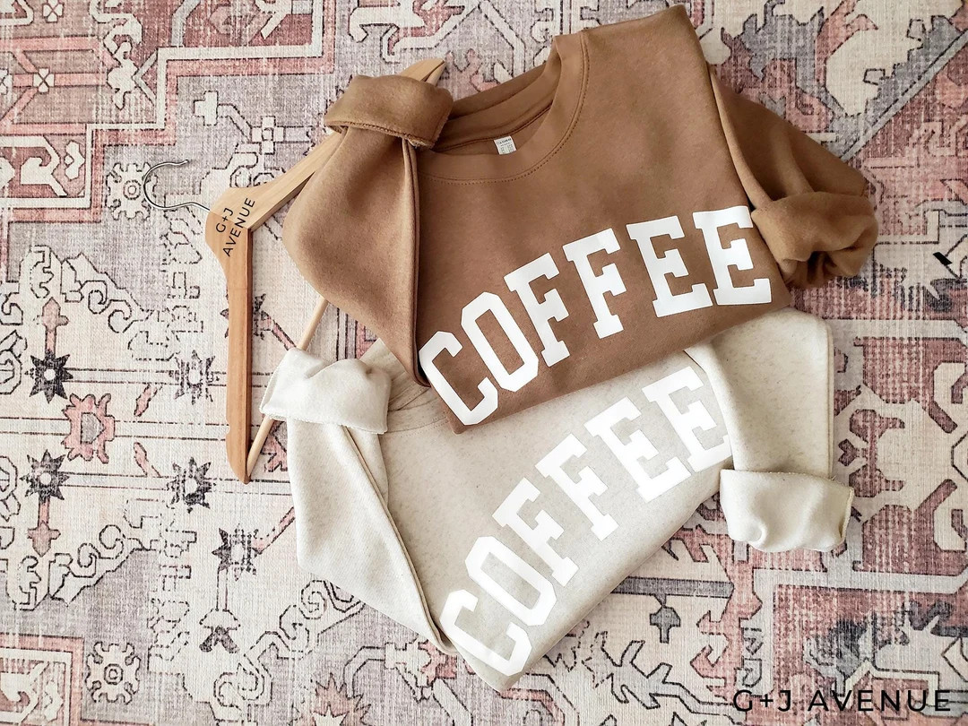 Preppy Coffee Sweatshirt | Coffee Lover Crewneck For Her | Sweater Weather Gift | Etsy (US)