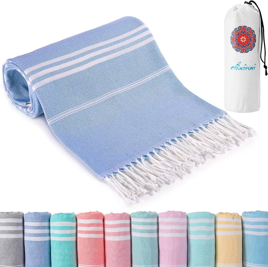 Turkish Beach Towels Vacation Essentials with Bag Quick Dry Sand Free Soft Absorbent Adult Bath P... | Amazon (US)
