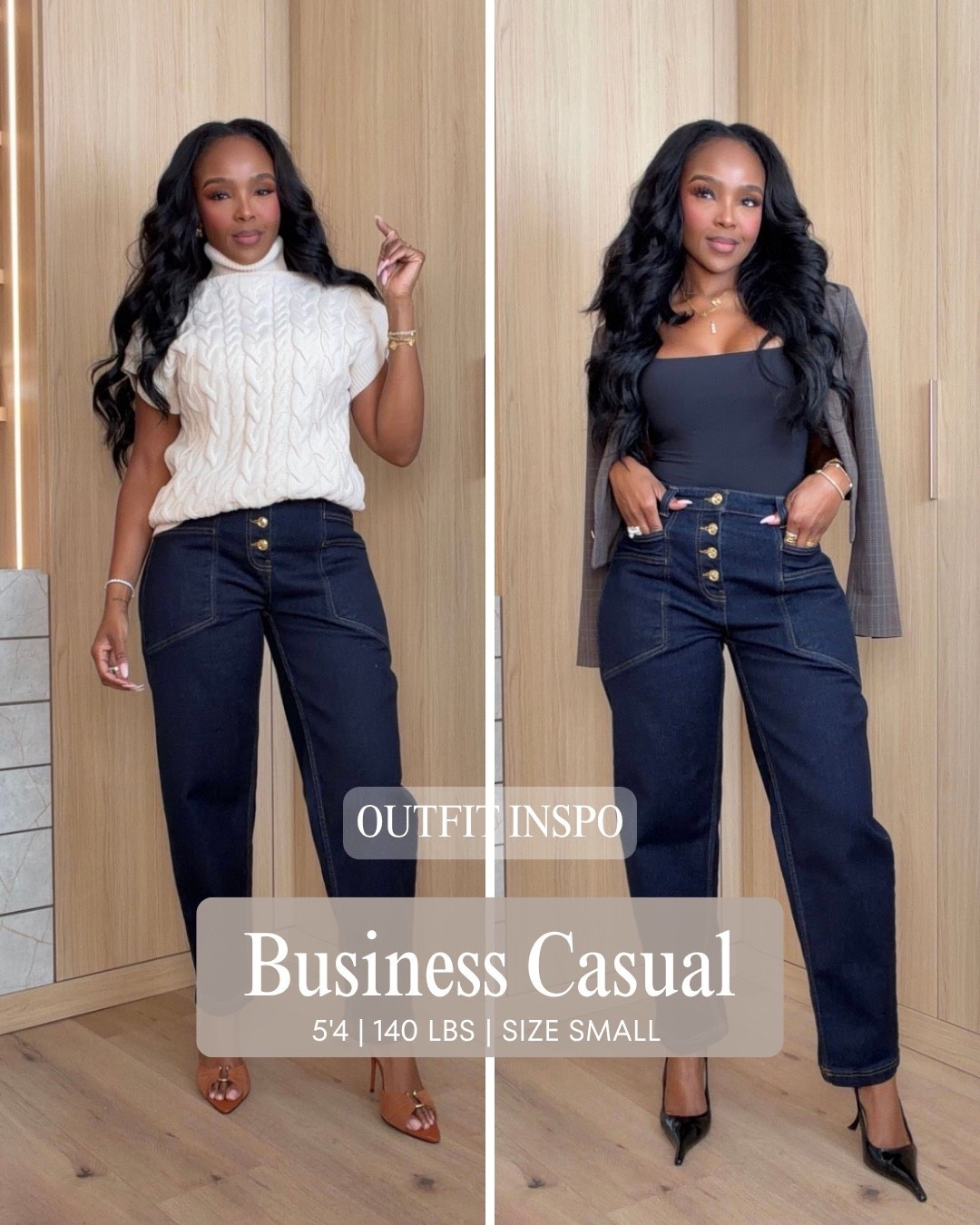 ￼￼￼ BUSINESS CASUAL, BUT MAKE IT DENIM 🤎

Proof that jeans can absolutely work for the office. A polished top, dark-wash denim and the right heels make an easy business casual look that still feels chic and put together.

business casual outfits, office outfit ideas, workwear with jeans, dark wash denim, petite workwear

Wearing: Size Small/4 | 5’4” | 140 lbs | 34D-27-40

📲 Download the FREE LTK app & follow me (@kirasfashionfinds) to shop all my daily finds.

#LTKPetite #LTKWorkwear

#LTKdayinmylife #LTKootd #LTKWorkwear