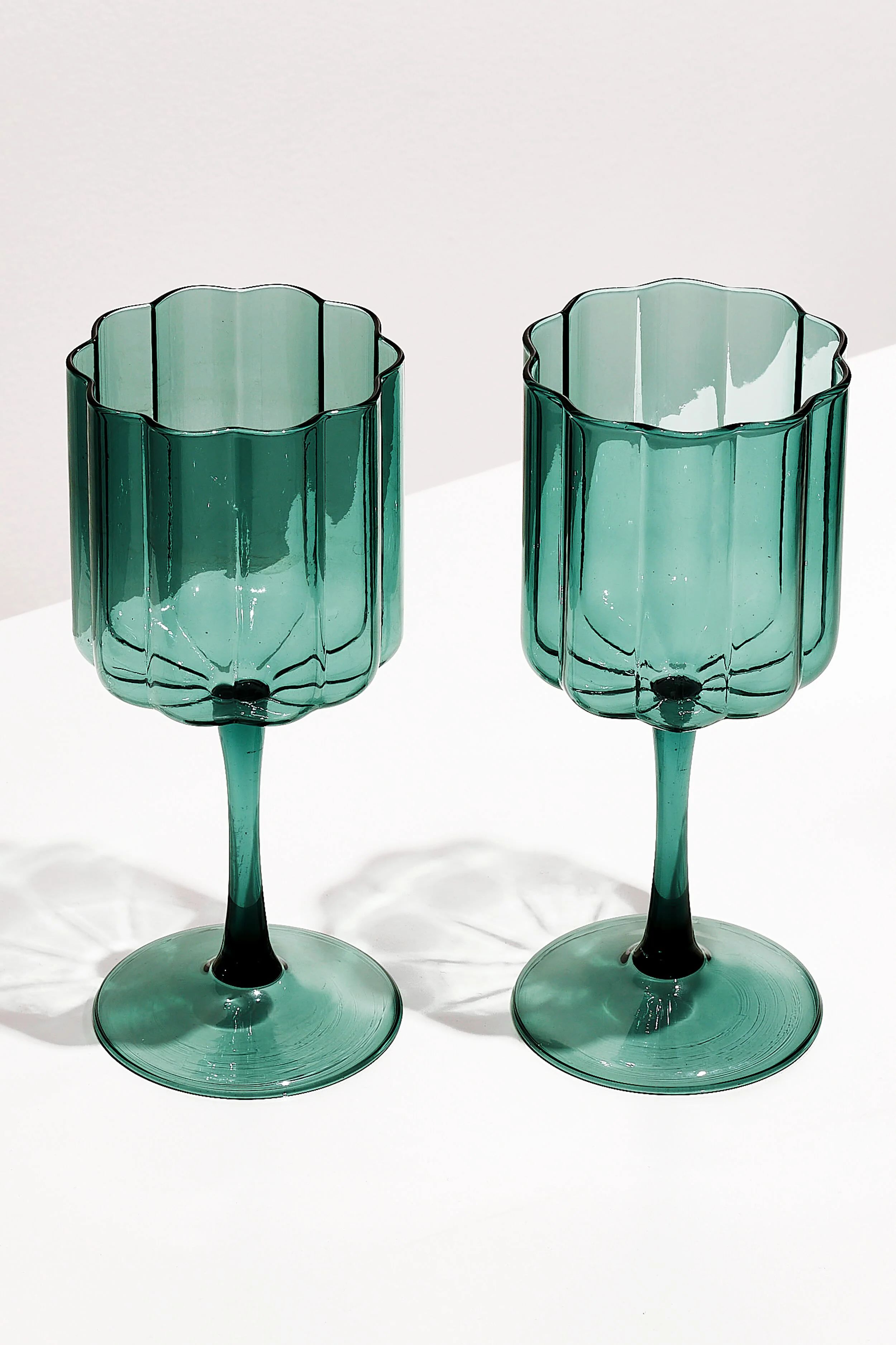 Teal Wave Wine Glasses (Set of 2) | Tuckernuck (US)