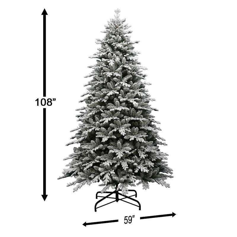 (C12) Pre-Lit Bradley Spruce Flocked Christmas Tree, 9' | At Home
