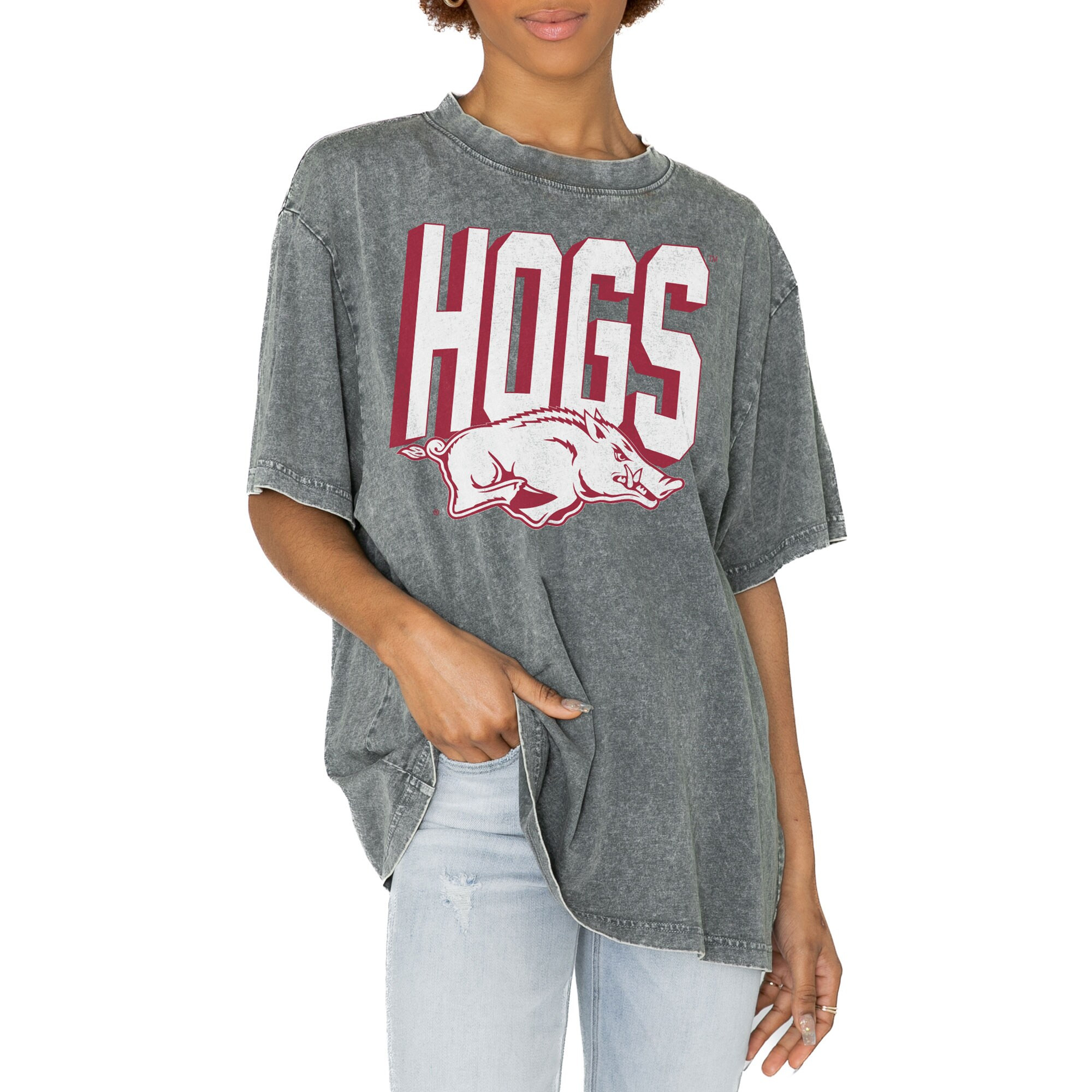 Arkansas Razorbacks Gameday Couture Women's Solid Defense Oversized T-Shirt - Gray | Fanatics