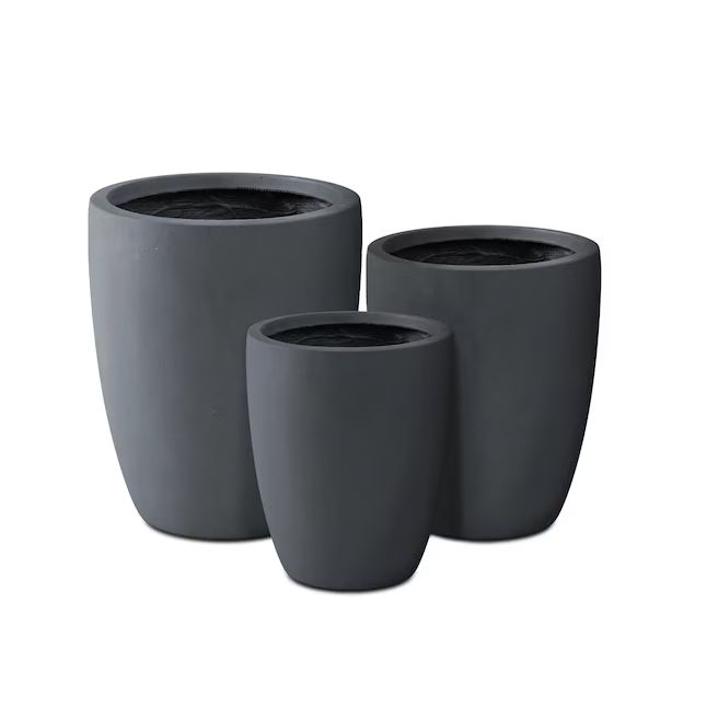 KANTE 3-Pack 19.6-in W x 22.4-in H Charcoal Concrete Contemporary/Modern Indoor/Outdoor Planter | Lowe's