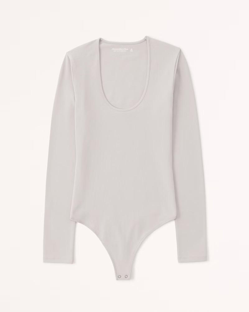 Long-Sleeve Scoopneck Bodysuit Grey Bodysuit Bodysuits Fall Outfits 2022 Business Casual  | Abercrombie & Fitch (US)