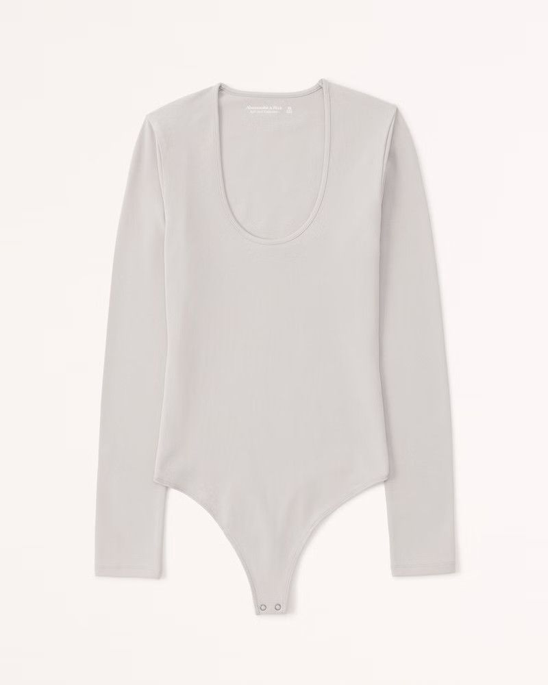 Long-Sleeve Scoopneck Bodysuit Grey Bodysuit Bodysuits Fall Outfits 2022 Business Casual  | Abercrombie & Fitch (US)