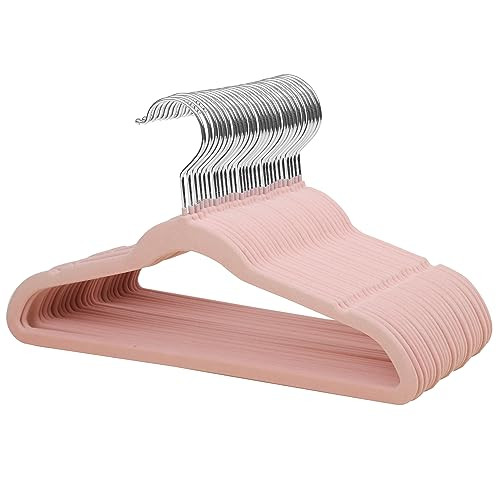 ManGotree 13.8 Inch Premium Kids Velvet Hangers, Ultra-Thin Children's Clothes Hangers with 360° Swivel Hook, Non-Slip Felt Hangers for Youth, Sturdy (32 Pack, Pink) | Amazon (US)