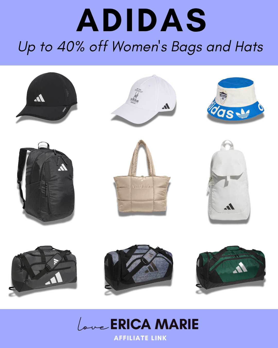 Shop women's bags and hats on sale for up to 40% off. Discover stylish backpacks, crossbody bags, totes, baseball caps, bucket hats, and everyday accessories perfect for travel, workouts, errands, and casual wear. Save on your Adidas favorites while these limited-time deals last. 

 #LTKfitnessgoals #LTKSaleAlert #LTKTravel