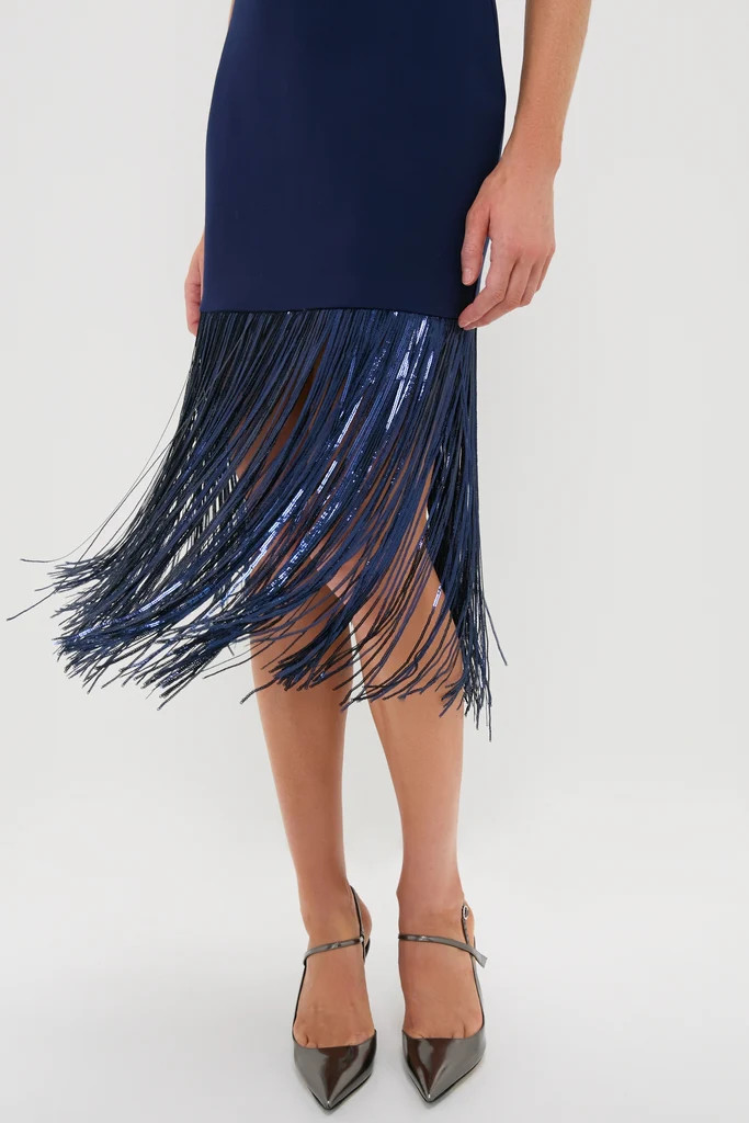 Navy Sequin Fringe Stevie Midi Dress | Tuckernuck (US)