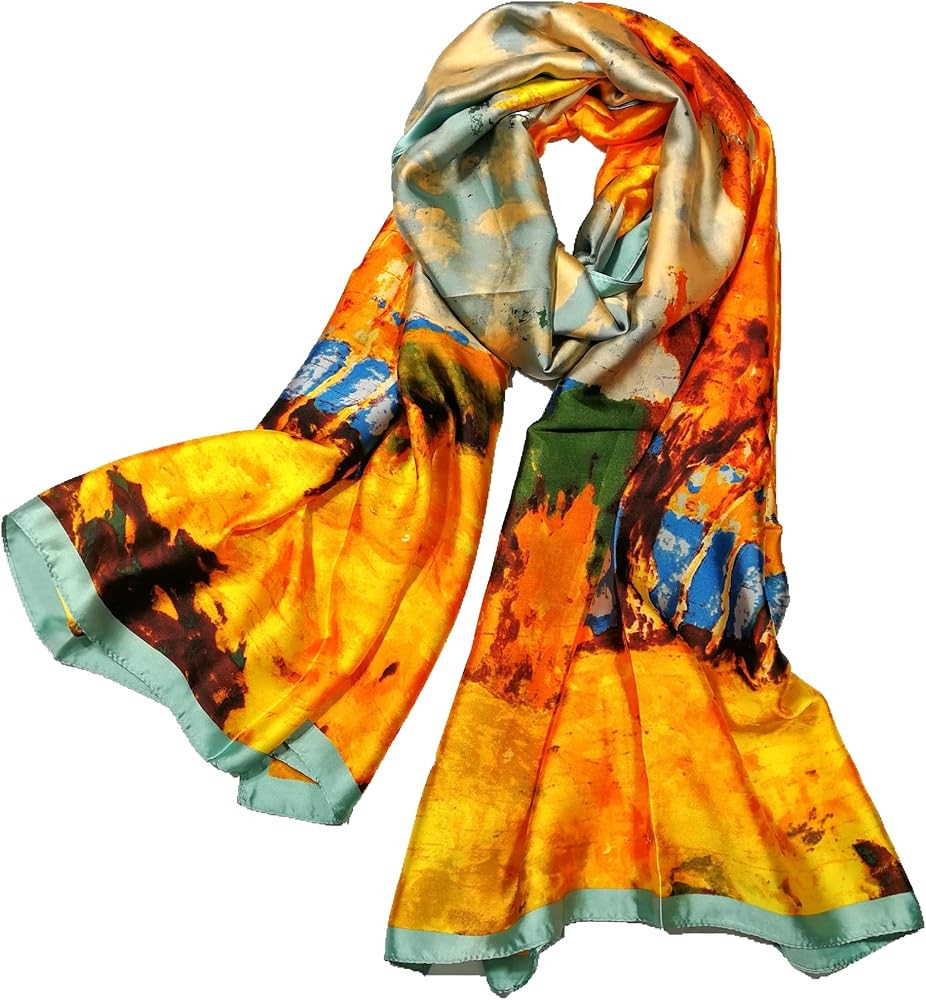 Shanlin Silk Feel Long Floral Satin Scarves for Women in Gift Box | Amazon (US)
