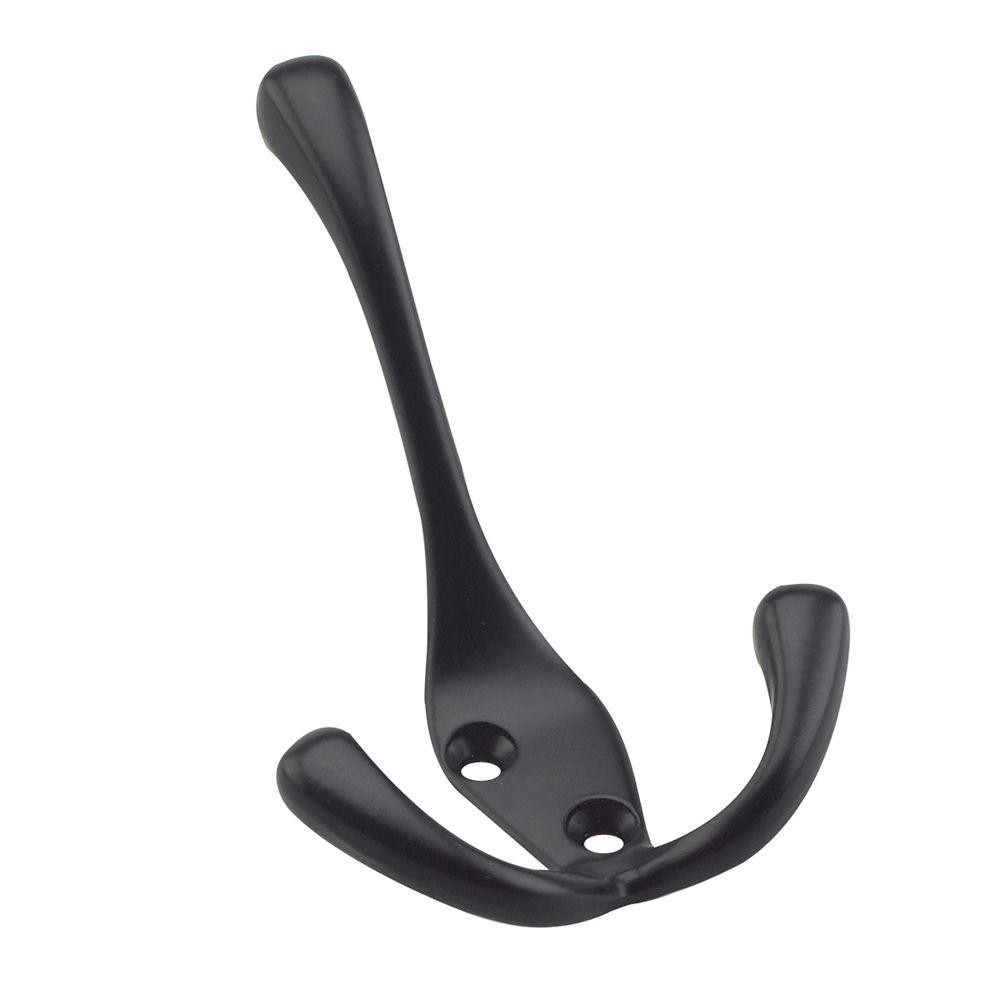 Onward 4-1/2 in. Black Heavy Duty Triple Coat Hook | The Home Depot