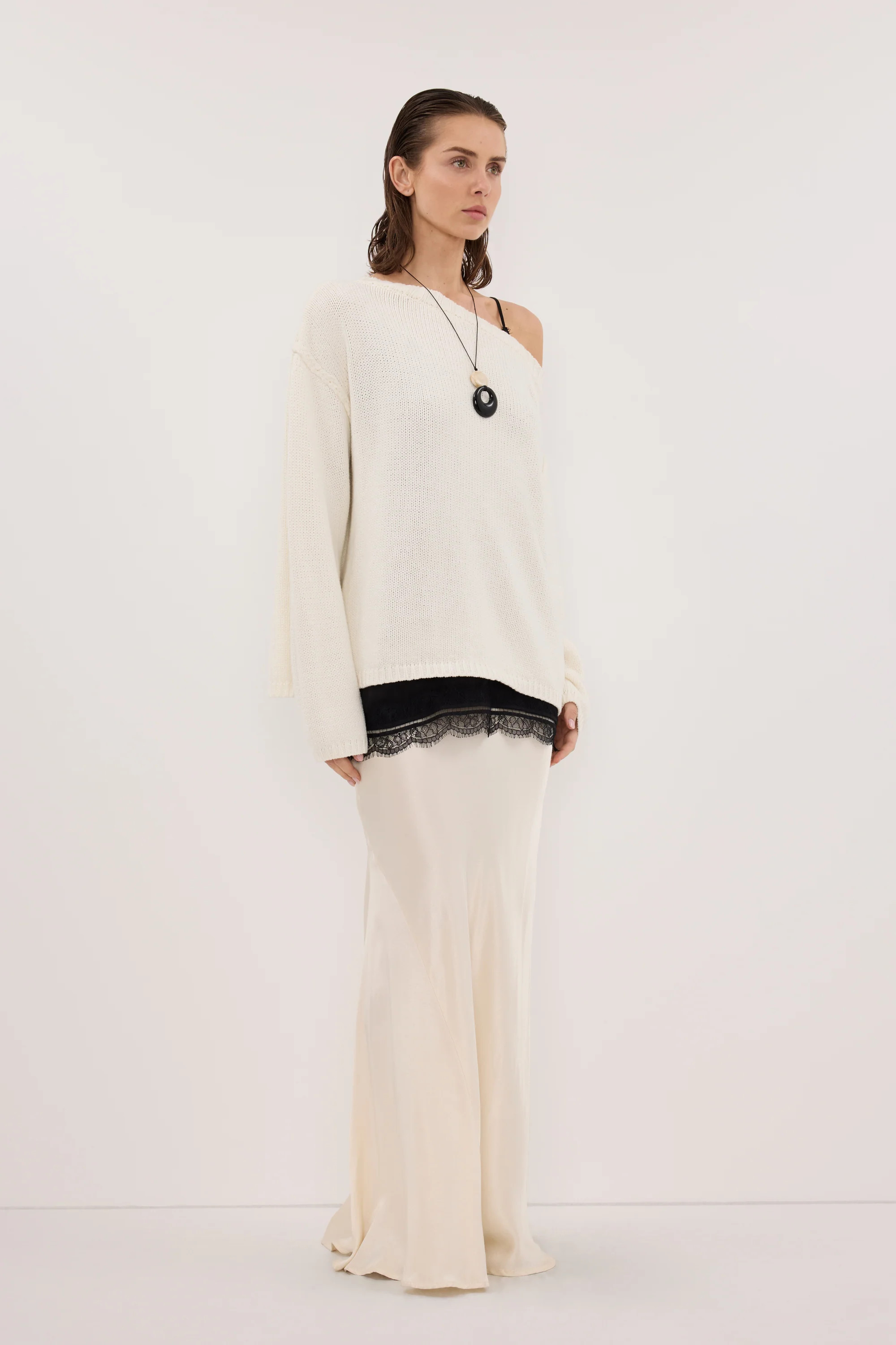 CHARLI CREAM SATIN MAXI SKIRT | DISSH