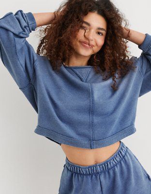 Aerie Beach Party Cropped Crewneck | American Eagle Outfitters (US & CA)