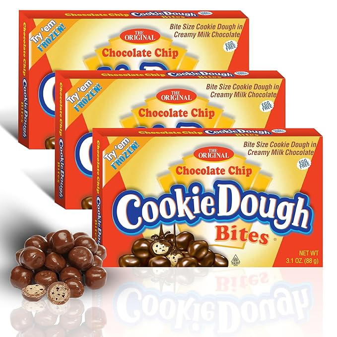 Cookie Dough Bites Chocolate Chip | 3.1 oz (Pack of 3) | The Original Edible Cookie Dough | Movie... | Amazon (US)