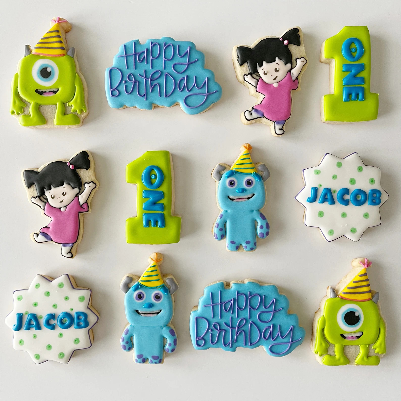 Monsters Inc sugar cookies, one dozen cookies, Custom Monsters Inc cookies, Birthday cookies, roy... | Etsy (US)