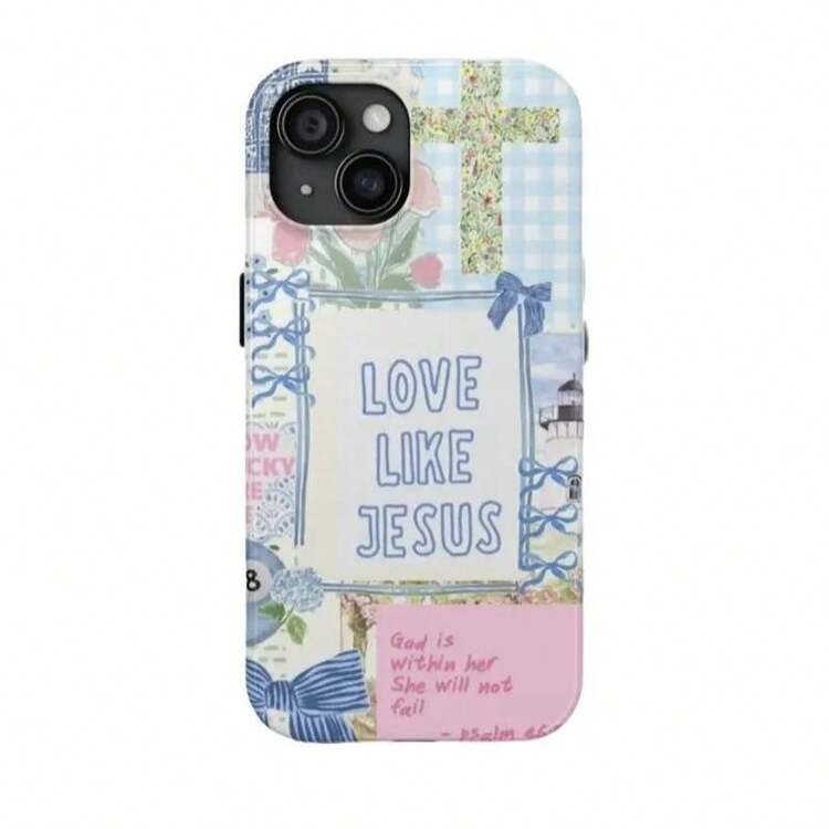 Faith & Floral Phone Case – "Love Like Jesus" Quote With Psalm 46:5, Suitable For Samsung Galaxy 23 24 25 5G 17 ProMax Air 16 Plus Cases 15 Pro Max 14, 13, 12 With Screen Protector| Beautiful Phone Case| Shockproof Protective Case | SHEIN