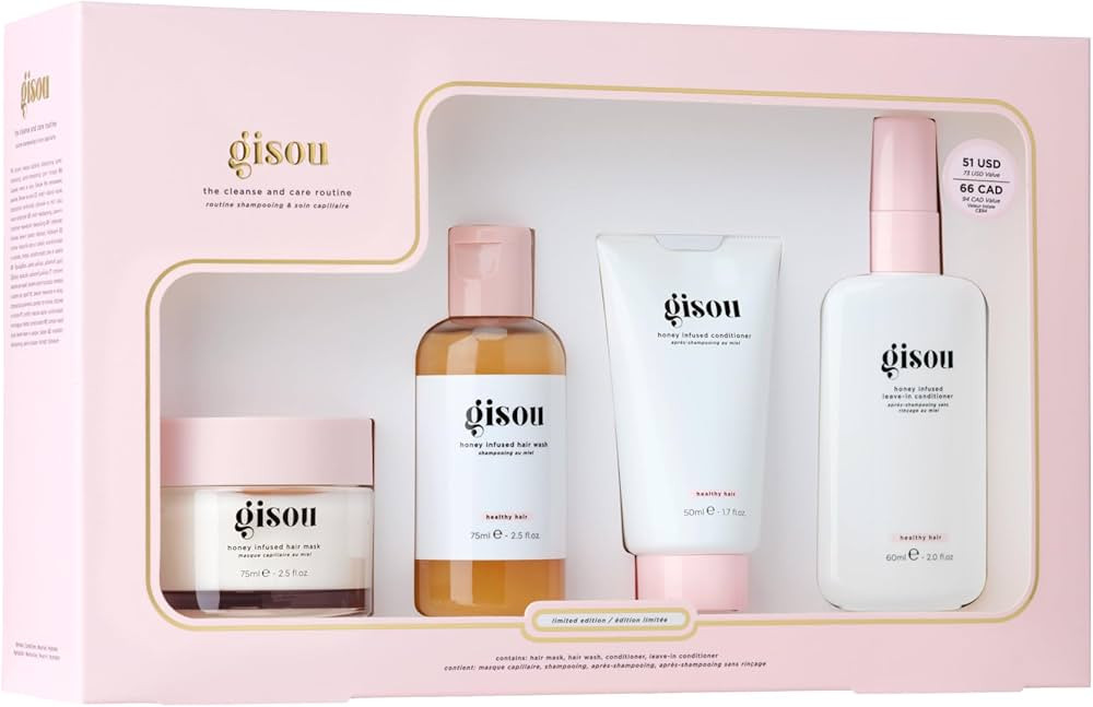 Gisou Cleanse and Care Routine, Honey Infused Collection Travel Size to Hydrate and Repair for Mo... | Amazon (US)