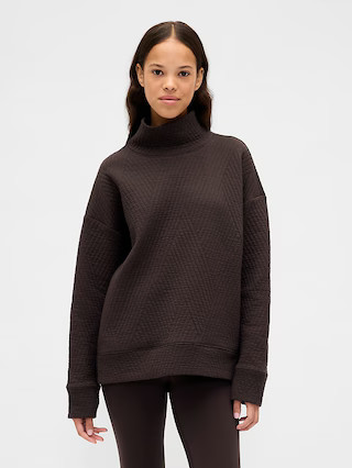 GapFit Quilted Jacquard Knit Funnel-Neck Pullover | Gap (US)