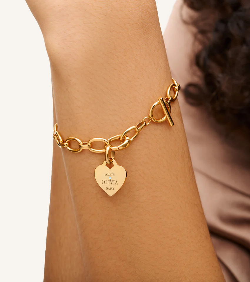 Heart Token Oval Bracelet (Gold) | Abbott Lyon