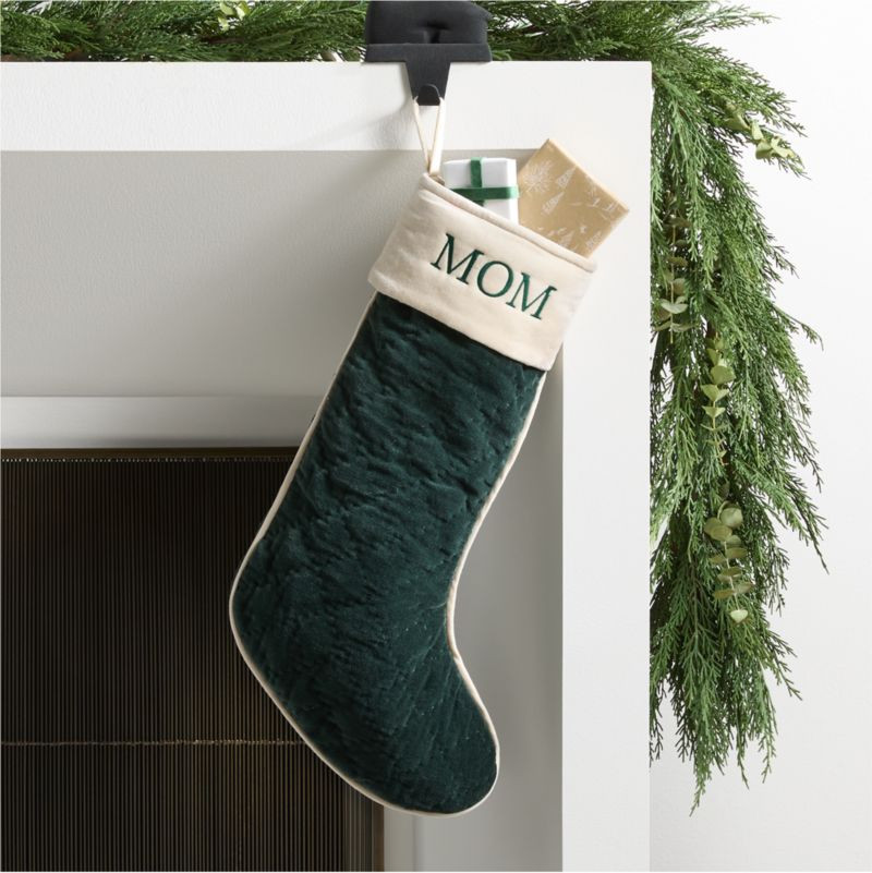 Green Quilted Velvet Christmas Stocking | Crate & Barrel | Crate & Barrel